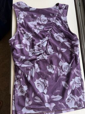 Purple Floral Sleeveless Top